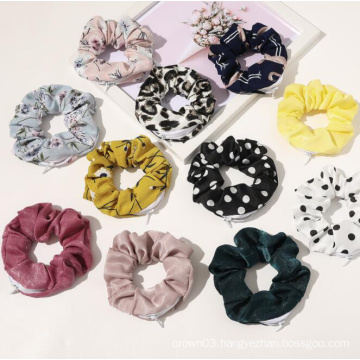 UNIQ hair accessories fashion brand scrunchie leopard print hair accessories Zipper ring Hair Bands Scrunchie Women Jewelry Acce